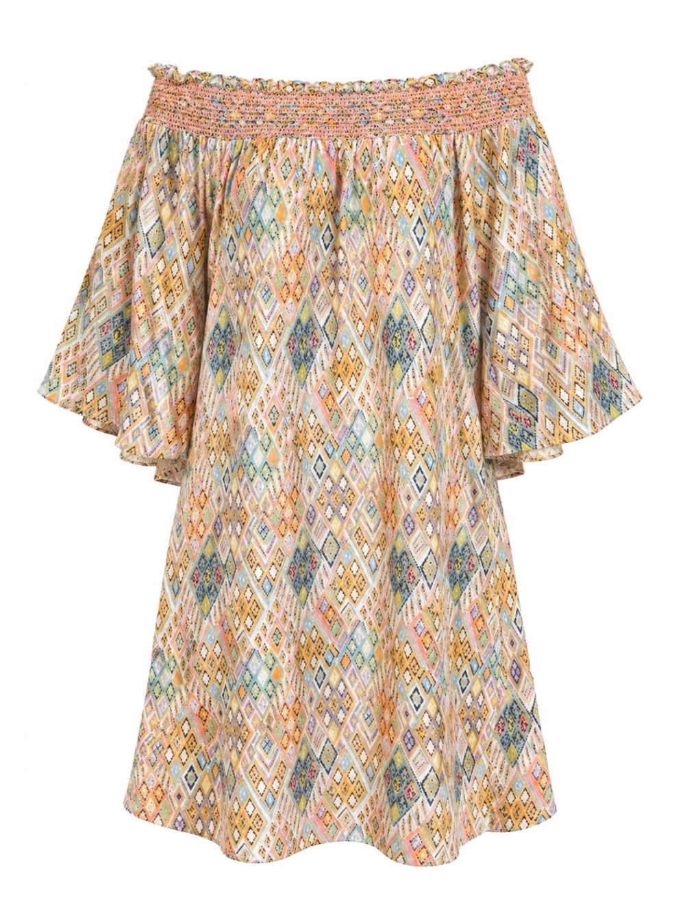 DR2 by Daniel Rainn 60s Mod Print off the Shoulder Dress Womens Size S